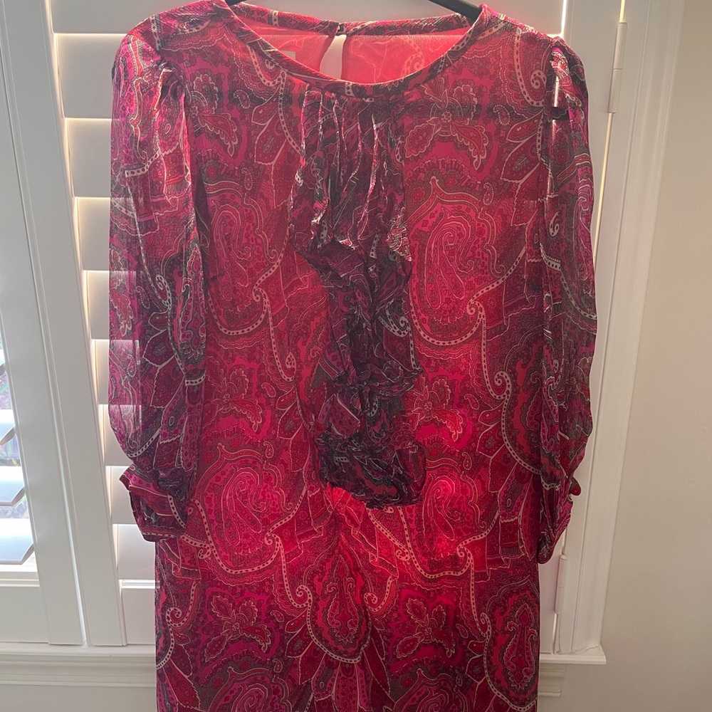 Tibi Pink Paisley Long Sleeve Dress